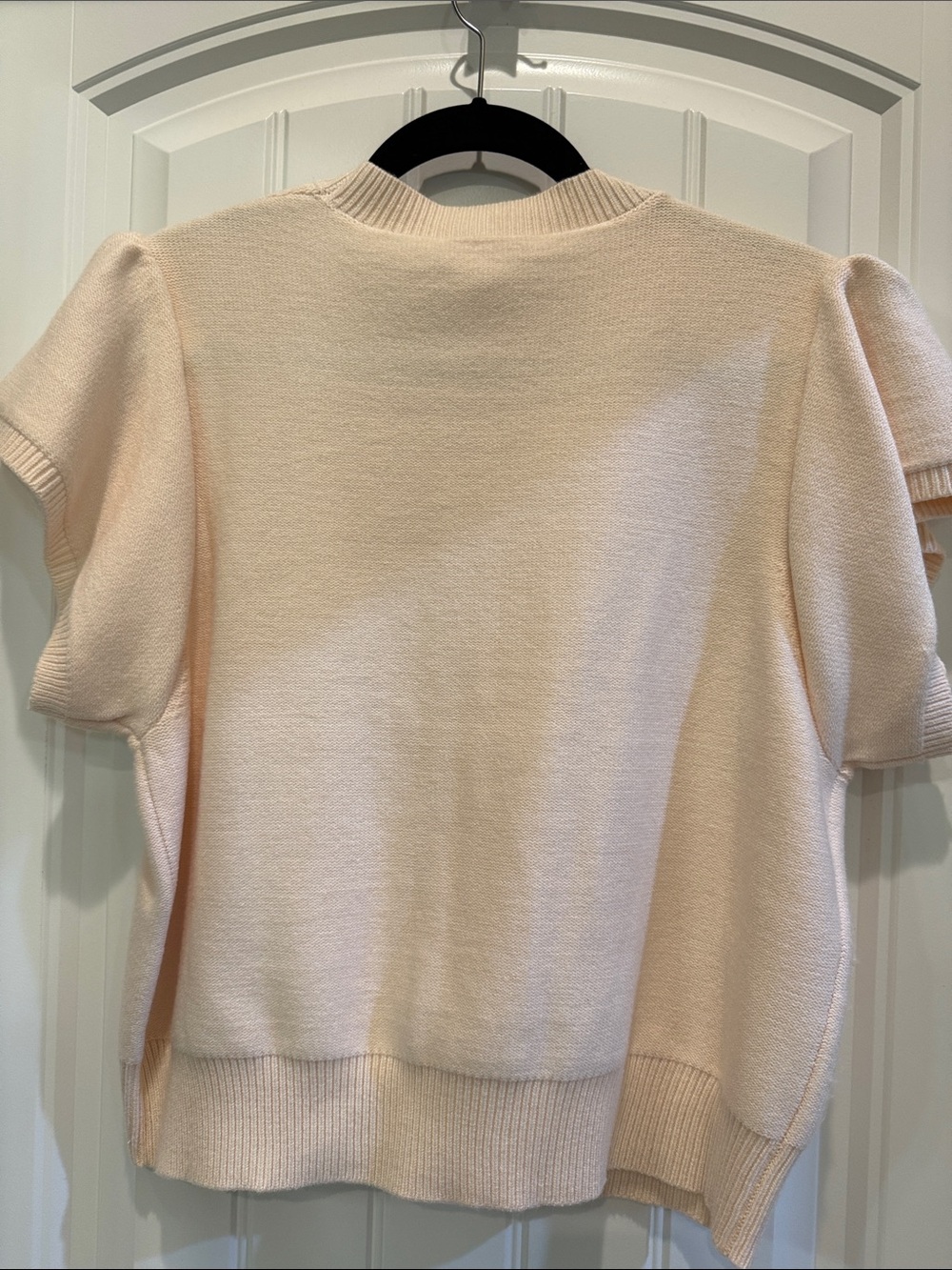 THML Cream Short-Sleeve Embroidered Knit Sweater with Colorful Stitches - Picture 3 of 6